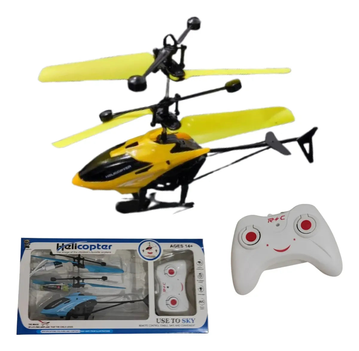 Helicóptero Controle Remoto E Sensor Mini Drone Recarregável Amarelo