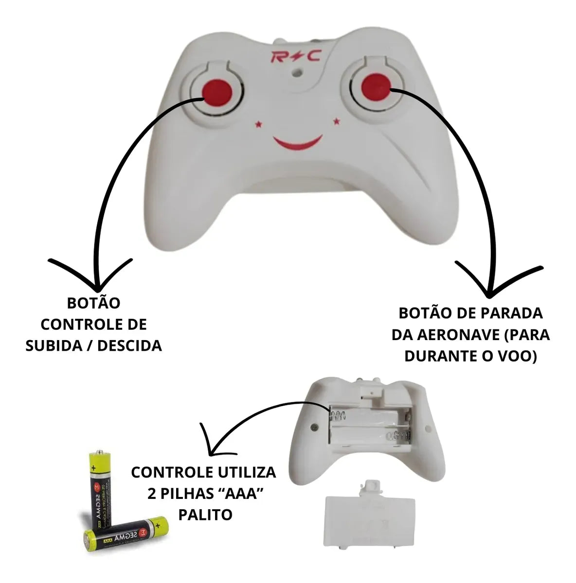 Helicóptero Controle Remoto E Sensor Mini Drone Recarregável Amarelo